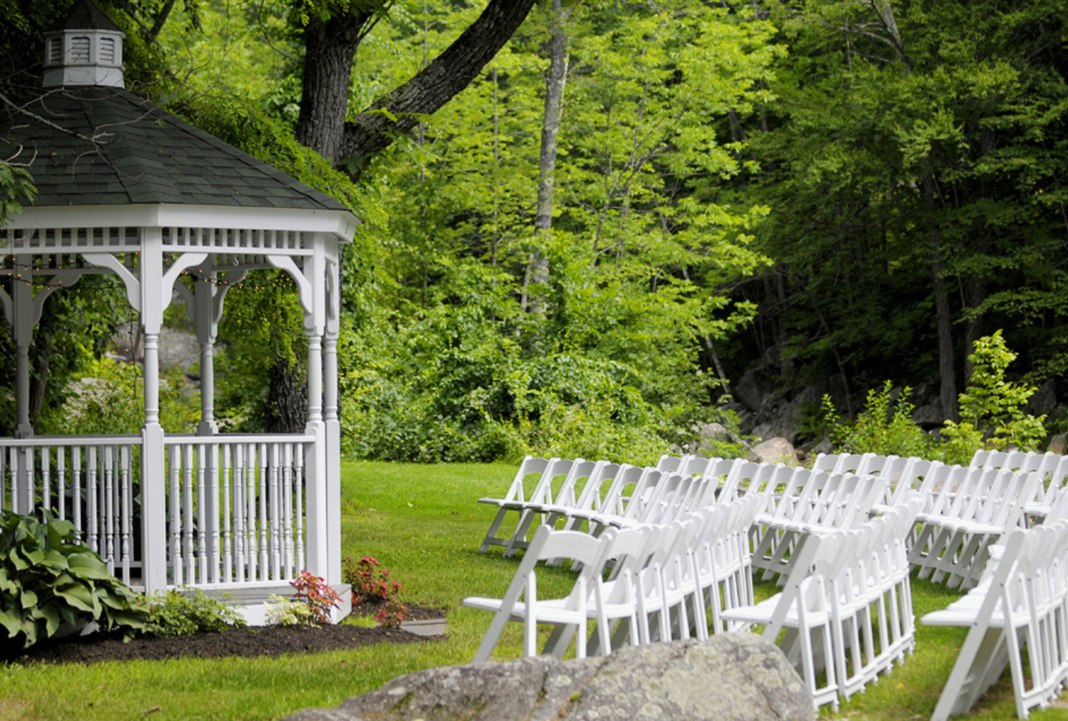 Outdoor gazebo and chairs for events at the Wentworth