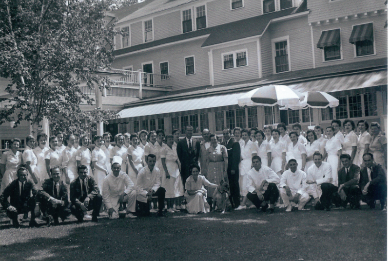 A black and white photo of the Wentworth staff and founders.
