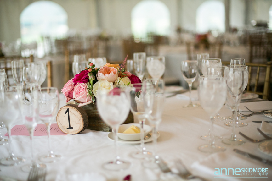 Wedding table setting at the Wentworth Inn.
