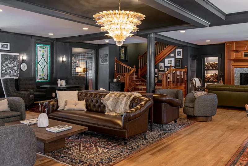 Couch, chairs, and coffee table at the at Wentworth.